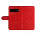 thumbnail image 5 of SaniMore for Google Pixel 7 Pro Wallet Case, Shockproof PU Leather Stand Cover with Card Slot Flip Kickstand Embossed Flower Magnetic Clasp Wrist Strap for Google Pixel 7 Pro, Red, 5 of 9