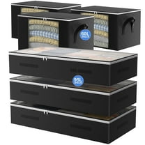 AZULLIA 3 Pcs 95L   3 Pcs 60L Large Underbed Storage Bags Organizer Container with Zippers, Foldable Under Bed Storage Organizers for Clothes, Blankets and Bedding PJ02