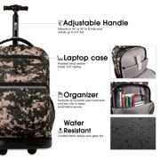 J World Unisex Sundance 20 Rolling Backpack with Laptop Sleeve for School and Travel, Green Camo