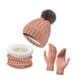 thumbnail image 2 of Conjunto de gorro, bufanda y guantes de invierno, tocado, bufanda de cuello largo para vacaciones, esquí y patinaje Rosa, 2 of 8