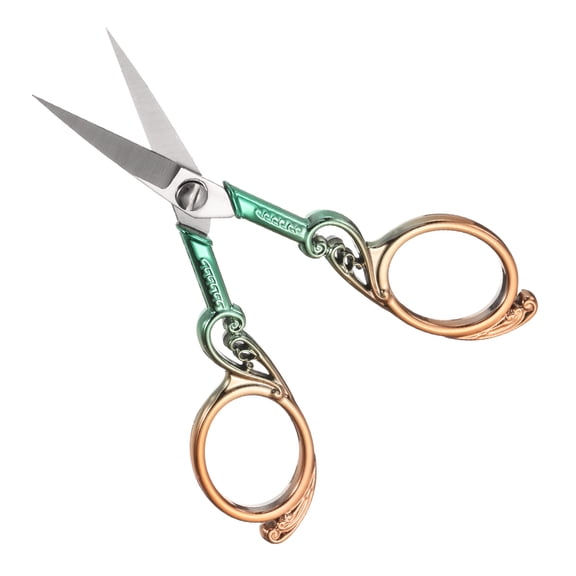 Uxcell Sewing Scissors Stainless Steel Tailor Scissors Durable Shears Gold Green