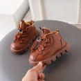 thumbnail image 2 of BXJX Girls Ankle Boots, Slip-Resistant Soft Sole Warm Fleece Lined Lace Up Boots for Fall Winter Brown Size 10 Little Kids, 2 of 9