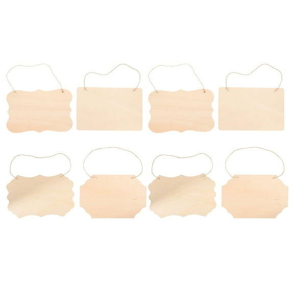 8pcs Blank Wood Signs Wooden Blank Boards Unfinished DIY Hanging Wood Signs DIY Wood Crafts Unfinished Wood Sign Blank Hanging Wooden Plaque