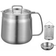 thumbnail image 1 of Veeki Stainless Steel Oil Filter Pot, Large Capacity Oil Filter Vessel with Removable Strainer and Snug Lid, Versatile Oil Filter Vessel with Handle, Frying Net Tank for Home Kitchen Camping-51504, 1 of 5