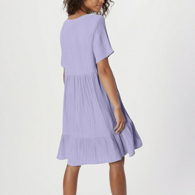 Tianiyouqing Sundresses for Women Short Sleeve Knee Length Cotton Linen Petite Shirt Dresses Ruffle Tiered Layered V Neck Evening Gauze Dresses Light Tianiyouqing Sundresses for Women Short Sleeve Knee Length Cotton Linen Petite Shirt Dresses Ruffle Tiered Layered V Neck Evening Gauze Dresses Light