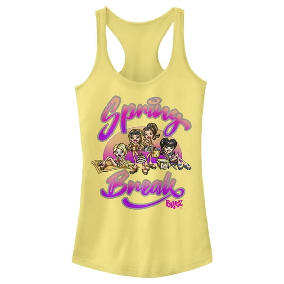 Junior's Bratz Spring Break Fun Racerback Tank Top Banana Small