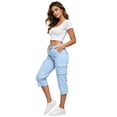 thumbnail image 5 of HKYNLAG Capri Pants for Women Petite Pull On Drawstring Elastic Waist Cargo Capris Lightweight Hiking Pants with Multi Pockets Sky Blue L, 5 of 5
