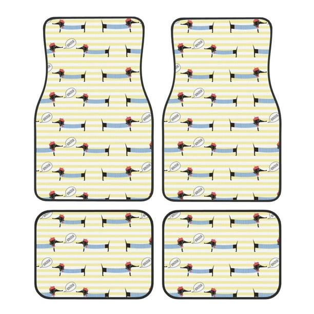 Fotbe Dachshund Dog Puppy Juego de 4 Tapetes para Auto con Estampado – Alfombrillas de Goma Reforzada, Diseño Antideslizante, Protección para Todo el Año – Vehículos, Autos, Camionetas y SUVs