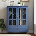 thumbnail image 4 of Sideboard Buffet Cabinet, Dining Room Storage Cabinet, Entryway Cabinet with Glass Doors Drawer for Living Room, Dining Room, Bathroom, Adjustable Shelf, Blue, 4 of 17