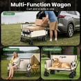 thumbnail image 2 of GVDV Heavy Duty Folding Wagon with Bench Seat – 550lbs/220L Large Collapsible Cart for Beach, Camping, Shopping, Tailgating, Sports & Groceries, Beige, 2 of 8