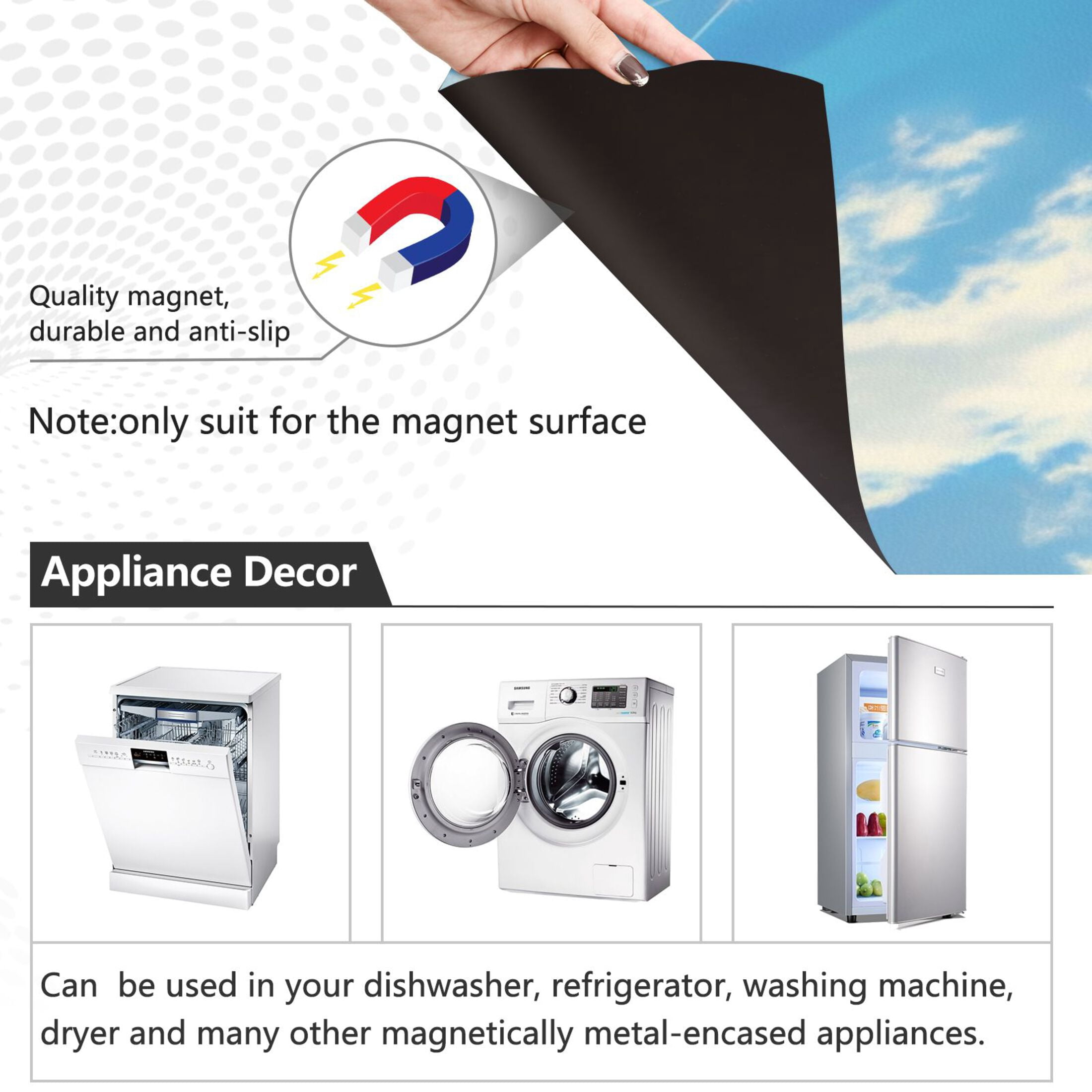 Dishwasher Magnetic Sticker 23x26 Inch Refrigerator Magnetic Sticker Washing Machine Magnetic Sticker Kitchen Panel Magnetic Sticker Home Decor Blue Sky Bubble