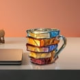 thumbnail image 5 of Painted Book Mug, Novelty 3D Painted Books Coffee Mug, 11oz Novelty Unique Colored Glass Books Stack Shaped Coffee Cup, Collection Gifts for Literature Lovers, 5 of 7