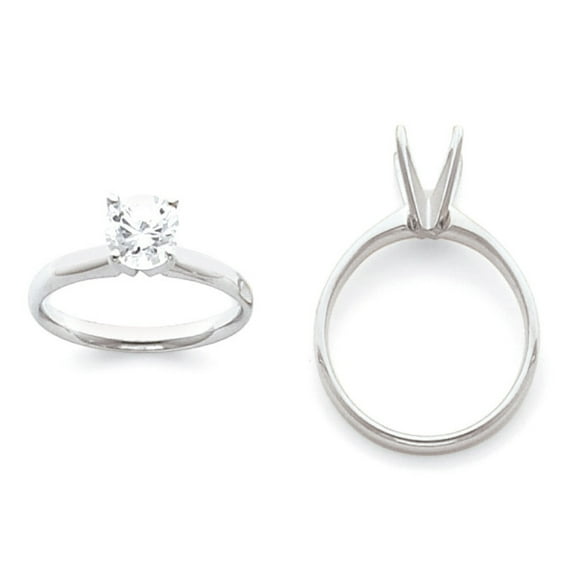 14k White Gold 1/4 carat Lightweight Half-Round 4-Prong Round Solitaire Ring Mounting