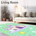 thumbnail image 2 of ODIKA 4'x6' Machine Washable Non-Slip Area Rug, Fairytale Castle Scene with Whimsical Balloons and Accents High Traffic Rug, Green, 724592, 2 of 7