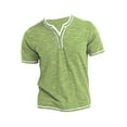 thumbnail image 4 of FASHIONWT Men Melange Jersey Shirts Summer Short Sleeve Button Henley T-Shirts, 4 of 8
