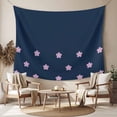 thumbnail image 2 of Pink Flower Small Tapestry for Bedroom Wall Hanging Tapestry, Japanese Style Floral Navy Blue Ceiling Backdrop Tapestries Poster Blanket Wall Decor for Teens Room Living Room Dorm 23" x 28", 2 of 8