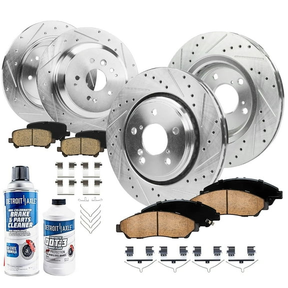 Detroit Axle - 10pc Brake Kit for Acura 14-16 MDX, Drilled and Slotted Disc Brakes Rotors 2014 2015 2016 Ceramic Brake Pads Replacement: 12.60" inch Front and 12.98" inch Rear Rotors