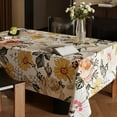 thumbnail image 4 of Spring Table Cloth Rectangle - 60 x 84 Inch White Floral Printed Tablecloths Spillproof Wrinkle Resistant Soft Polyester Oblong Table Cover, 4 of 6