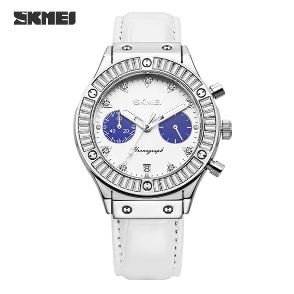 SKMEI Watch for Women Multifunctional Chronograph Watches Fashion Business Analog Quartz Stainless Steel Waterproof Luminous Ladies Wristwatch