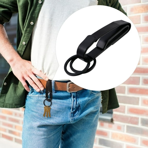 RENACLIPY Simple Design Black Key Holder Waist Belt Buckle Convenient Keychain