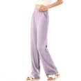 thumbnail image 5 of HAOTAGS Teen Girls Cotton Lounge Pants (5-15), Elastic Waist Side Pockets Loose Breathable Sleep Long Trousers Purple 7-8Years, 5 of 6
