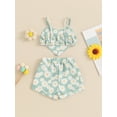 thumbnail image 4 of Suealasg 2Pcs Toddler Girl Summer Clothes 6M 1T 2T 3T 4T Baby Girl Casual Beach Outfits Sleeveless Daisy Print Heart Cami Tops and Elastic Waist Shorts Set, 4 of 7
