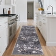 thumbnail image 3 of Garvee 2'x6' Modern Runner Rug Washable Floral Accent Carpet with Non-Slip Backing, Stain-Resistant Soft Rugs Low Pile Floor Mats, Botanical Print Rug for for Entryway, Hallway, Kitchen, Grey, 3 of 9