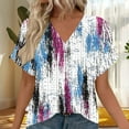 thumbnail image 2 of Jamicy Tee Shirts Women Summer Wear Womens Blouse 2025 Summer Short Sleeve V Neck Buttons Tops Loose Comfortable T-Shirt Top, 2 of 5