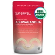 SUPERWELL Ashwagandha Super Root Powder (12 Oz. / 340 Servings) | 100% USDA Organic | Raw | All Netural Premium Superfood from India