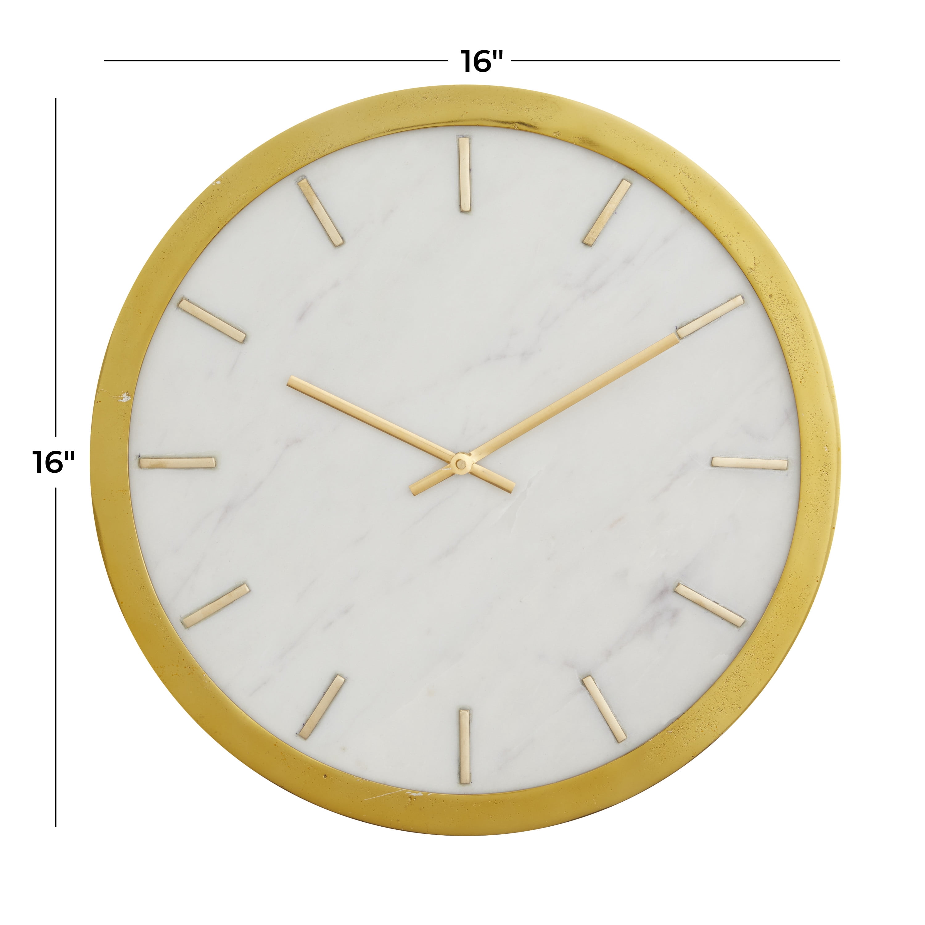 DecMode 16" Gold Marble Wall Clock with White Face