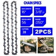 thumbnail image 3 of 2 Pack 16 Inch Chainsaw Chain Blade 56 DL Drive Links Pitch 3/8" LP 0.050" Gauge Semi Chisel Garden Wood Cutting Pruning Accessories, 3 of 15