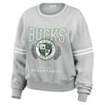 thumbnail image 2 of Women's WEAR by Erin Andrews Heather Gray Milwaukee Bucks French Terry Pullover Sweatshirt, 2 of 4