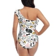 thumbnail image 5 of Sikiie Puppy Print Women One Piece Swimsuits Tummy Control One Shoulder Bathing Suits Ruffle Swimwear, From S to XXL-XX-Large, 5 of 6