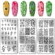 thumbnail image 1 of Juego de 3 placas para estampar uñas con diseño de plantas, estampado de uñas de acero inoxidable con imágenes de flores y hojas., 1 of 7