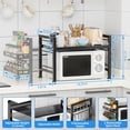 thumbnail image 4 of Extendable Microwave Oven Rack - Adjustable Kitchen counter shelf, 2 Tier Microwave Stand  with 6 Hooks for Kitchen Countertop Organizer (Black), 4 of 10