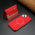 thumbnail image 4 of Allytechgroup 2-in-1 Magnetic Wallet Case for Apple iPhone 15, Detachable Card Holder with Zipper Pocket RFID Blocking Kickstand PU Leather Protective Flip Cover with 6 Slots, Red, 4 of 6
