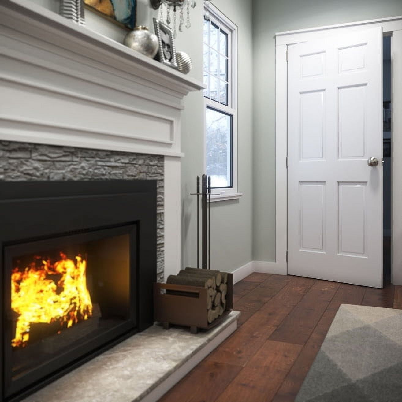 EightDoors 80" x 32" 6 Panel White Primed Solid Wood Core Door