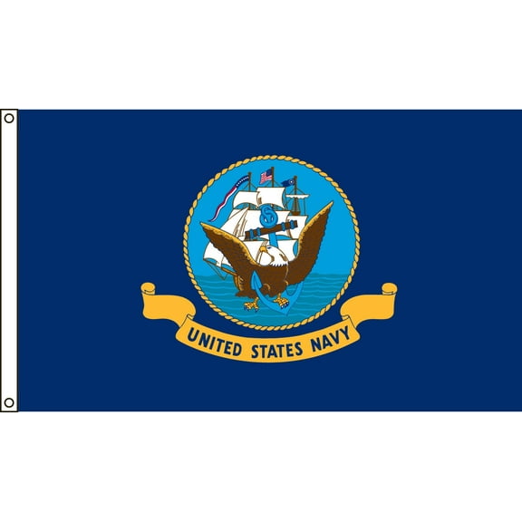 Valley Forge Flag 4-Foot by 6-Foot Nylon Navy Flag with Canvas Header and Grommets