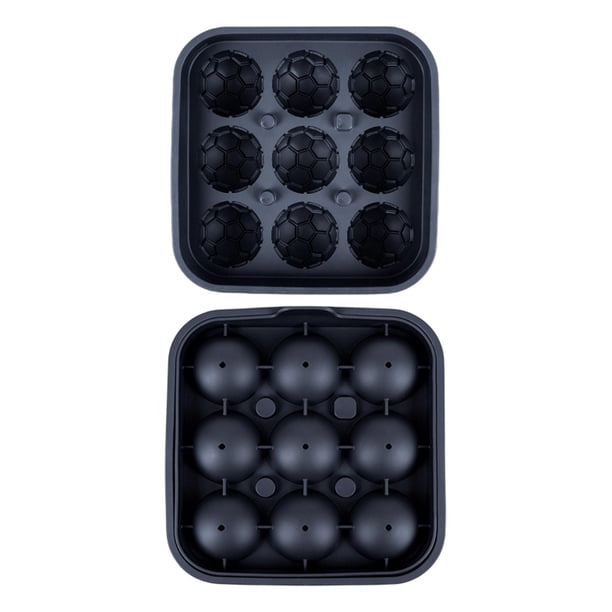 Bandeja de silicona con forma de balón de fútbol de 9 cavidades para bebidas de fiesta de cócteles de whisky, bandeja reutilizable flexible antiadherente para congelador para el hogar, bar, cocina,