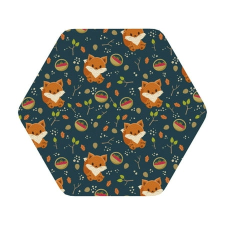 

Pofeuu Cute plant fox Print Leather Coasters Set of 6 Round Cups Mugs Mat Pad for Home Kitchen Heat Resistant Drink Coasters Hexagon