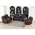 thumbnail image 4 of Pemberly Row Leather Multi Functional Sofa Set Reclining Living Room Set Brown, 4 of 7
