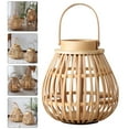 thumbnail image 3 of 1pc Hanging Lantern Bamboo Woven Candlestick Decorative Candleholder (Beige), 3 of 6