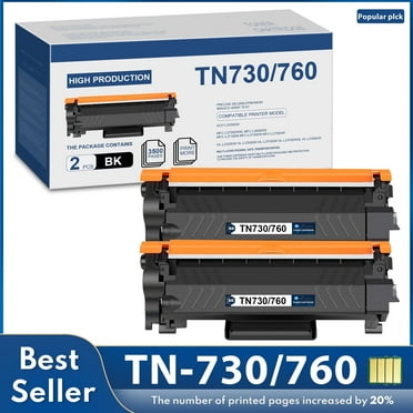 TN730/TN760 Toner Cartridge 2-Pack Black Replacement for Brother TN730 TN 730 TN-730 TN760 TN-760 TN 760 Toner Cartridges for MFC-L2710DW MFC-L2730DW HL-L2395DW HL-L2370DW DCP-L2550DW Printer