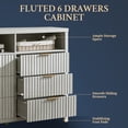 thumbnail image 5 of OAKHAM 6 Drawer Dresser, Fluted Wide Chest of Drawers for Bedroom Living Room, Pale Oak, 5 of 7