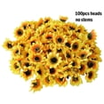 thumbnail image 2 of Decoración para el hogar, la boda y el jardín: flores de tela para manualidades y arte, perfectas para novias, 100 cabezas de girasol de seda, 1,8 pulgadas, amarillo brillante, 2 of 8