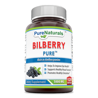 Pure Naturals Bilberry Extract Supplement 1000 Mg 120 Softgels | Rich in Vitamins | Pure Extract of Bilberries