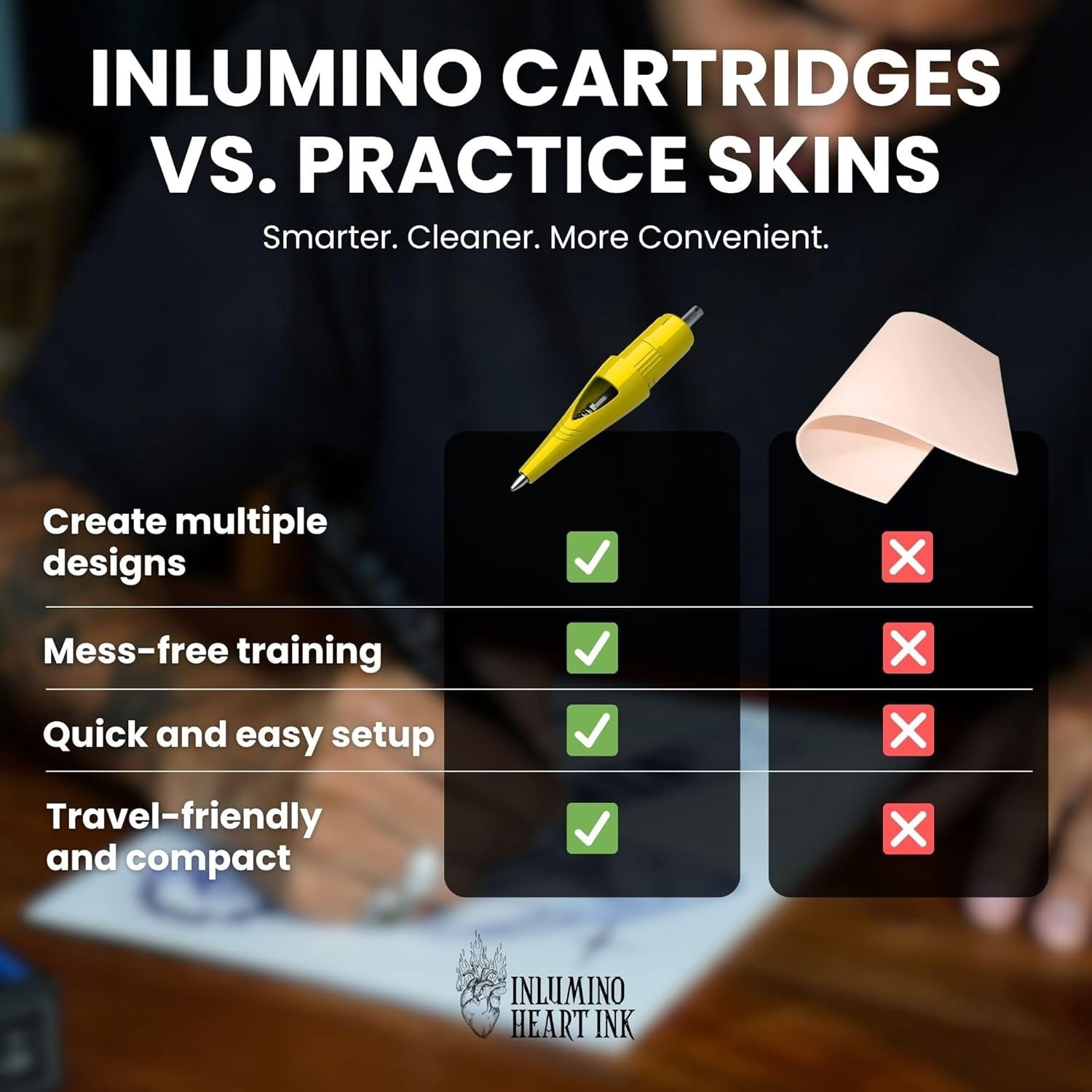 Inlumino Heart Ink Ballpoint Pen Cartridges – Saturated Ink (10 Pack)