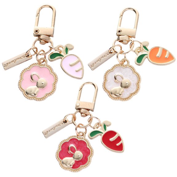 GETAJGHSD 3Pcs Easter Rabbit Keychain Pendant with Metal Carrot Hanging Decoration for present 2.8x0.8in