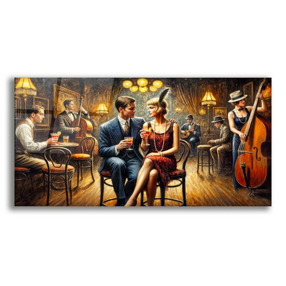 Epic Art 'Chicago Speakeasy' by Rey Klimt Acrylic Glass Wall Art, 24" x 12"