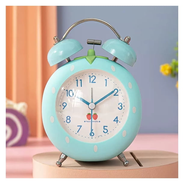 Despertador Doble Campana Hogar Escritorio Despertador Escritorio Mesa Reloj Analógico Silencioso con Luz Nocturna